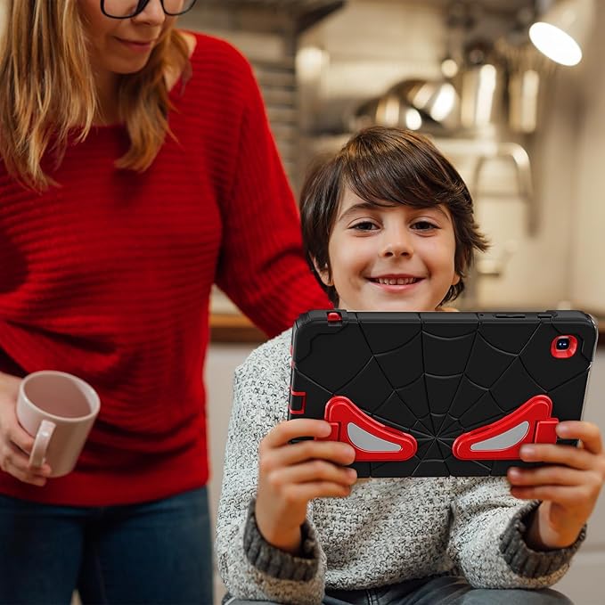 AKABEILA Compatible with Samsung Galaxy Tab A7 Lite 8.7 inch T225/T220(2021) Tablet Case，Lightweight Shockproof Rugged Protective Cover with Kickstand for Kids Children Boys Babies Black Red