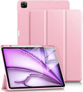 DTTO for iPad Air 13 Inch Case M4/M3/M2 2026/2025/2024, iPad Pro 12.9 Inch Case (6th/5th/4th/3rd Gen), Smart Slim Trifold Stand Soft Cover with Pencil Holder, Pink