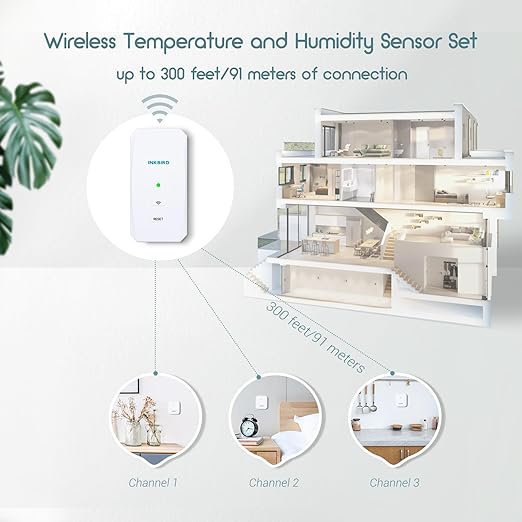 INKBIRD WiFi Thermometer Hygrometer 3 Pack with WiFi Gateway, Indoor Wireless Temperature and Humidity Sensor with App Notification Alert for Home, Greenhouse, Wine Cellar, Baby Room