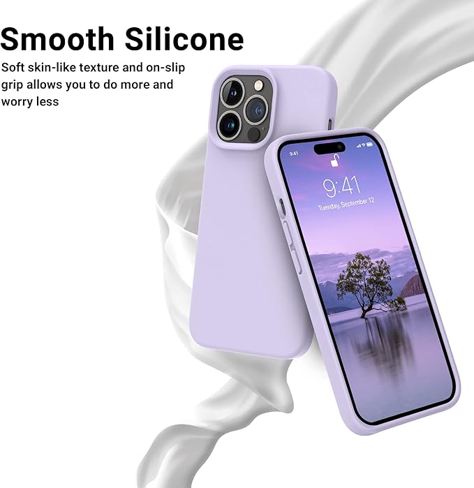 OTOFLY Designed for iPhone 14 Pro Case, Silicone Shockproof Slim Thin Phone Case for iPhone 14 Pro 6.1 inch (Cloud Mauve)