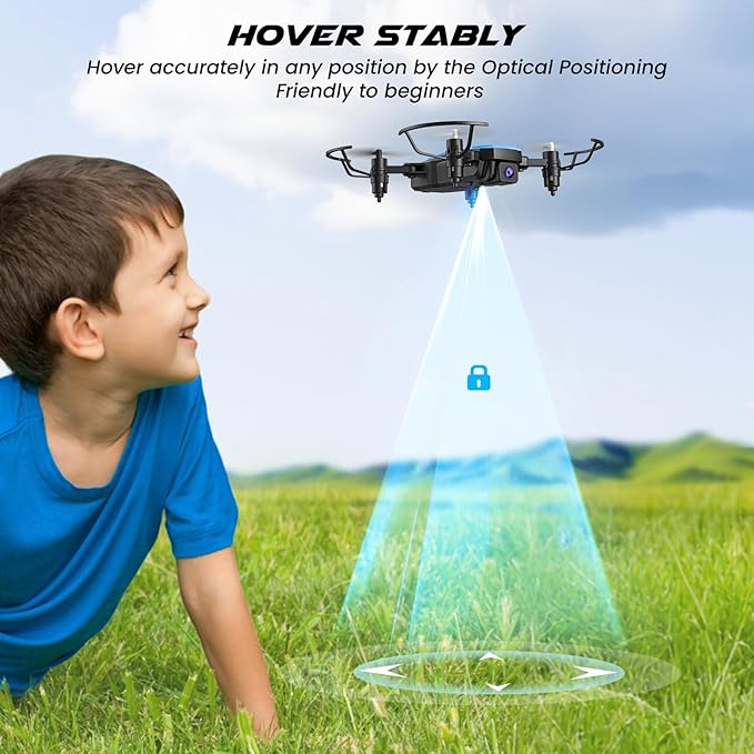 SIMREX Mini Drone with 720P Camera for Kids & Beginners - Foldable RC Quadcopter, Optical Flow Positioning, Altitude Hold, 3D Flip, 2 Batteries 20Min Flight, Safe & Easy Indoor Outdoor Flying Toy Gift (Blue)
