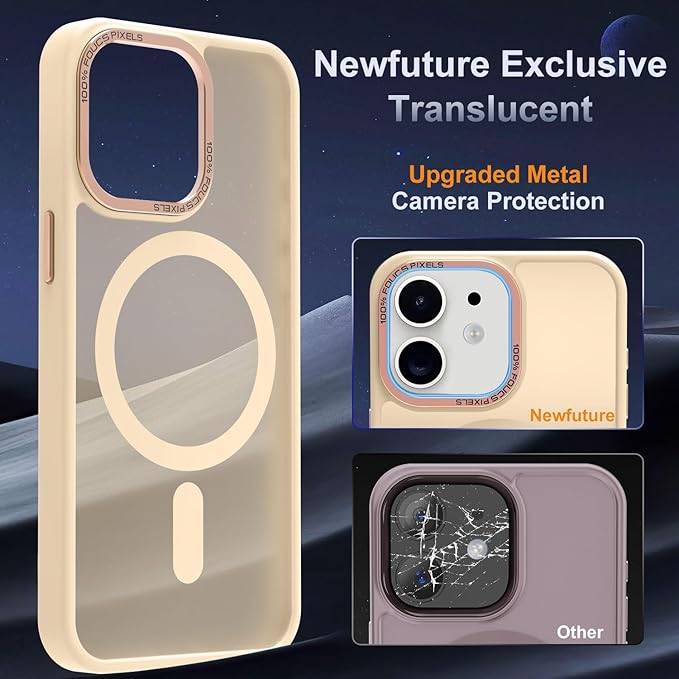 Newfuture Designed for iPhone 11 Case with Strong Magnetic [13 FT Military Drop Protection] [Compatible with Magsafe] Slim Translucent Matte Shockproof with Anti-Fingerprint Phone Case, Creamy Yellow