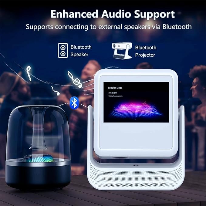 【Touch Screen/APP Store/800 ANSI/Auto Focus】Portable Projector, Full HD 4K Support Smart Video Projector, WiFi 6 Bluetooth for Home Theater/Gaming/Outdoor (180° Stand & 300 ''Display)