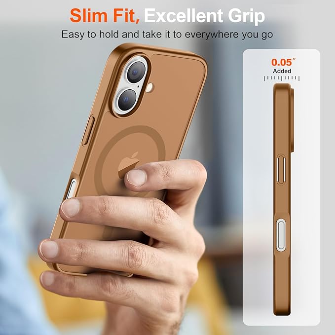 SUPFINE Magnetic for iPhone 17 Case (Compatible with MagSafe)(Military Grade Drop Protection) Translucent Matte Shockproof with Anti-Fingerprint Phone Cover 2025,Brown