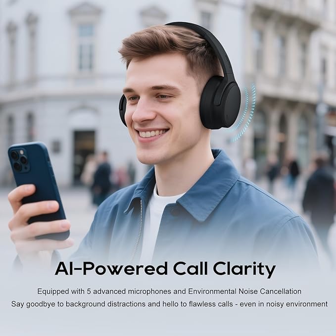 Srhythm NiceComfort 35 (2nd Gen) Hybrid Noise Cancelling Headphones,Wireless Bluetooth 6.0, 5Microphones with ENC,Transparency,Spatial Audio,140H Playtime,Low Latency,Custom EQ via App