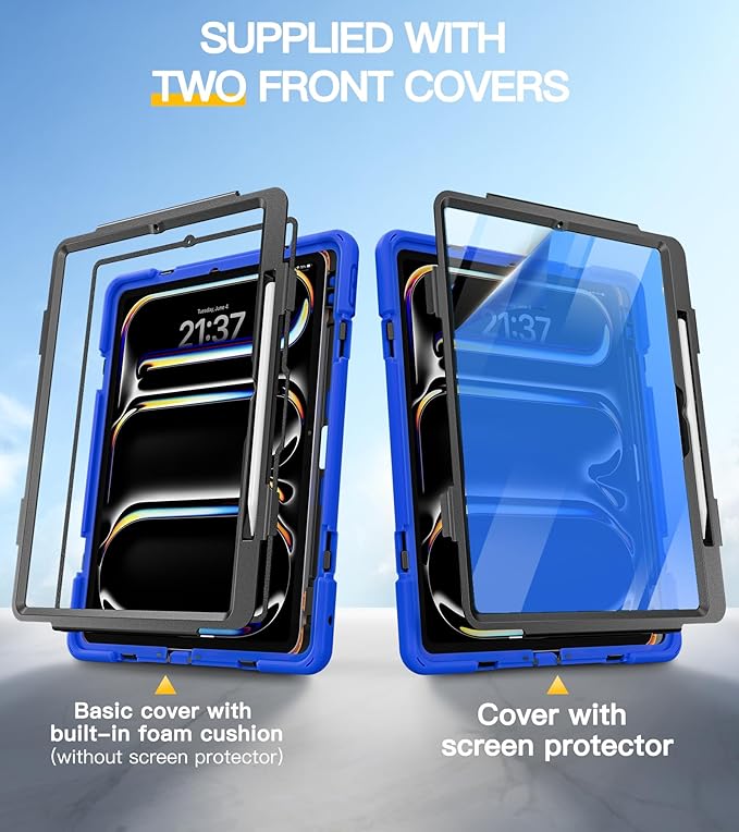 BRAECN for iPad Pro 13 inch Case M5 2025 & M4 2024 Heavy Duty Shockproof Protective with Pencil Holder Screen Protector 360°Rotating Stand Handle & Shoulder Strap Full Body Cover Kids Friendly