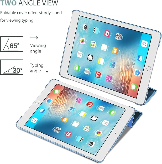 ProCase Smart Case for iPad Pro 9.7 Inch 2016, Ultra Slim Lightweight Stand Smart Case Shell with Translucent Frosted Back Cover for iPad Pro 9.7 Inch (A1673 A1674 A1675) -Blue