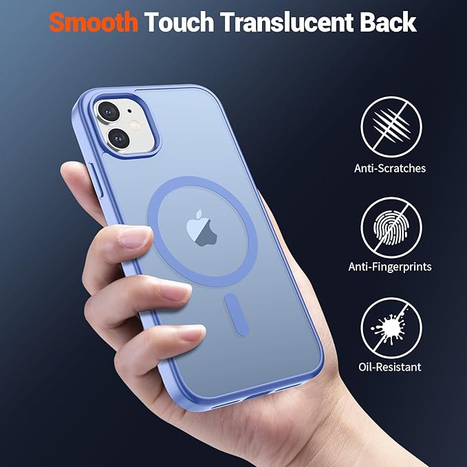 SUPFINE Magnetic for iPhone 11 Phone Case (Compatible with MagSafe)(Military Grade Drop Protection) Translucent Matte Shockproof Phone Cover,Blue Purple