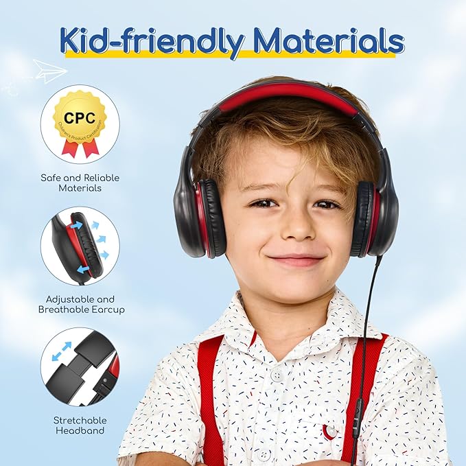 EarFun 3Packs Kids Headphones Wired with Microphone, 85/94dB Volume Limit Headphones for Kids, Portable Wired Headphone with Shareport, Stereo Sound Foldable Headset for School/Tablet/iPad/Kindle