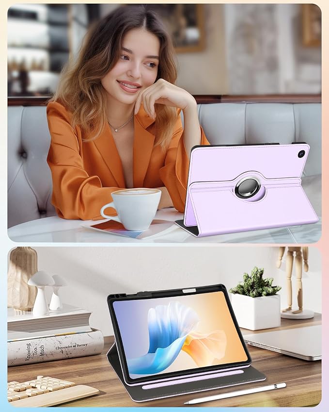 Kidcube for Samsung Galaxy Tab A9 Plus Case 11 Inch - for Women Girls Kid Cute Rotating Stand Folio Cover with Pencil Holder & Card Slot Girly Kawaii Cat Unique Design for Samsung A9 Plus Tablet Cases