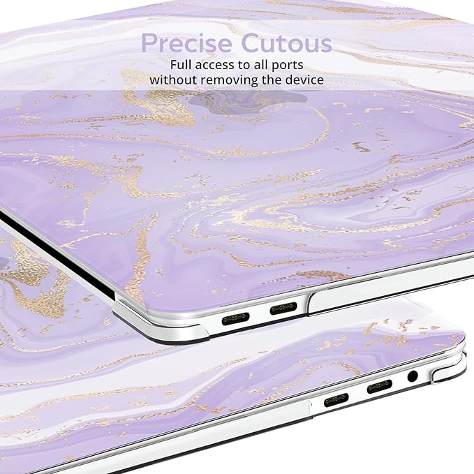 BELKA Compatible with MacBook Pro 13 inch Case M2 2025 2024 2023 2022-2016 A2338 M1 A2251 A2289 A2159 A1989 A1708 A1706, Plastic Hard Shell Case + Keyboard Cover +Screen Protector, Purple Marble