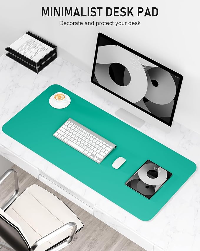 Desk Pad, 30" x 14" PU Leather Non-Slip Desk Mat Large Mouse Pad for Desktop, Waterproof Laptop Computer Writing Mat for Office, Home, Work, Gaming, Light Green
