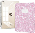 for iPad Air 11 Inch Case M4/M3/M2 (2026/2025/2024), iPad Air 10.9" 5th/4th Generation Case 2022/2020 with Pencil Holder, Slim Trifold Stand Clear Back Cover, Pink Composition Book