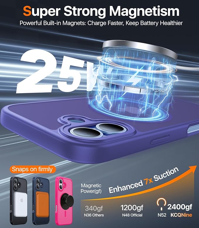 Magnetic for iPhone 17 Case,[Anti-Slip][Compatible with MagSafe][Military Grade Drop Protection] Shockproof Protective Translucent Matte Phone Case for iPhone 17 Case,Cobalt Blue