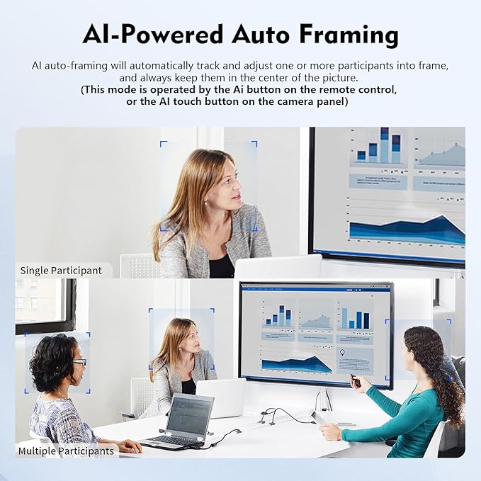 TOALLIN 3-in-1 4K Conference Webcam with Mic and Speaker, AI Auto-Framing & Speaker-Tracking, USB Video Bar, All-in-One Video Conference Camera for Online Meetings, Video Calls