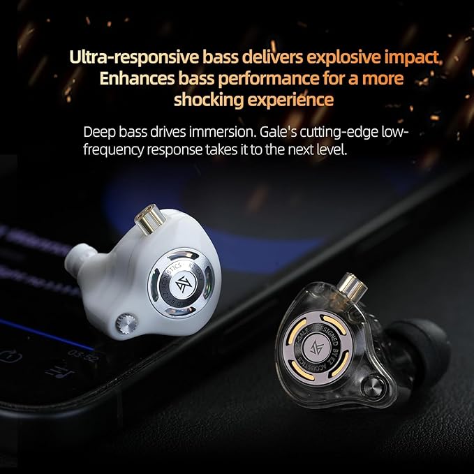 KZ Gale Wired Earbuds, Noise Isolating Fit in Ear Monitors, Ear-Hook Design Never Fall Off, Super-Linear Driver IEM for Musicians, Singer, on Stage, Studio (Nomic, White)