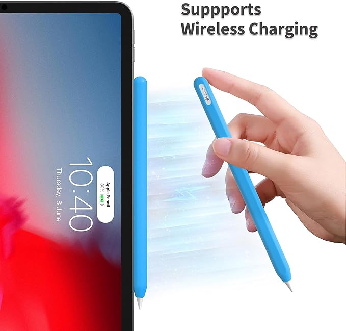 Hi Color Silicone Pencil Case Compatible with Apple Pencil 2nd generation Apple Pencil Pro Silicone Cover Sleeve for Ipad Pencil 2 Protective Cover for Apple Pen Accessories (sky blue+dark grey)