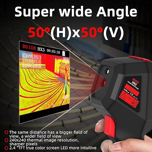 BSIDE Thermal Imaging Camera 240×240 Resolution 15 Color Palettes Infrared Thermal Camera -4°F to 1022°F 25Hz Rechargeable Handheld Thermal Imager with Laser Pointer 50°FOV for Home Inspection HVAC