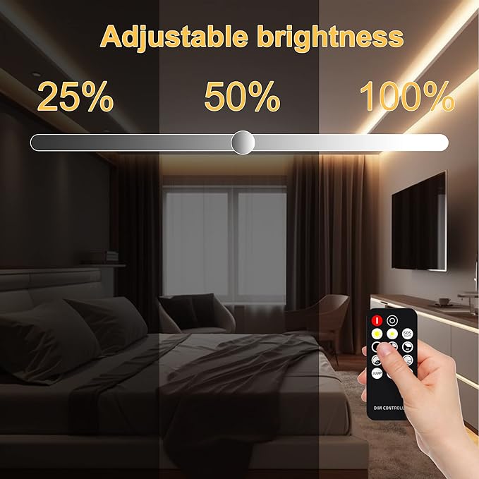 AXMOTUT COB LED Strip Light Warm White, High Bright LED Strips with 2400LEDs, RF Remote and UL Power Supply, 3000K Dimmable LED Lights for Bedroom, Kitchen, DIY Home Decoration