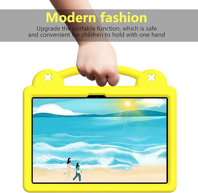 AKABEILA Compatible with Honor Pad 9 2023 12.1 inch Tablet Case, Kids Friendly Universal Lightweight Shockproof Protective Case with Shoulder Strap & Stand Handle Yellow