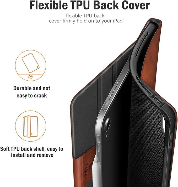 Antbox for iPad Air 13 Inch Case 2026 M4 /2025 M3 /2024 M2, Built-in Pencil Holder, Fully Supports Pencil Pro and Pencil (USB-C), Auto Sleep/Wake Function PU Leather iPad Air 13'' Cover (Brown)