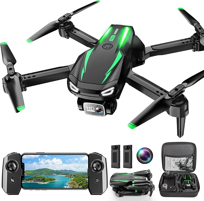 Drone with 1080P Camera, Foldable Remote Control Quadcopter for Adults Beginners, Mini Drone with Stable Hover, Waypoint Fly, 3D Flips, One Key Start, 2 Batteries, Easy to Fly Indoors & Outdoors