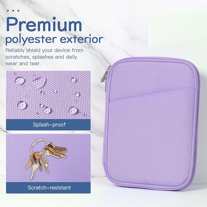 Dadanism 8-9 Inch Tablet Sleeve Bag Carrying Case for iPad mini 7th/6th 8.3", iPad mini 7.9", Galaxy Tab A7 Lite/A9 8.7", ‎Remarkable Paper Pro Move 7.3" 2025, Tab M8 8", Tab M9 9", Grey Purple
