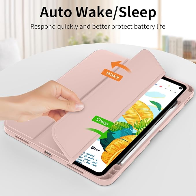 Case for iPad Pro 12.9 Inch 6th/5th/4th/3rd Generation with Pencil Holder, Smart Stand Cover with Soft TPU Back for iPad 12.9 Pro Case (2022/2021/2020/2018), Auto Sleep/Wake, Light Pink