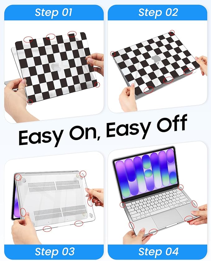 Fintie Case for MacBook Neo 13 Inch A3404 (2026 Release) - Protective Ultra-Thin High Transparency Snap On Hard Shell Cover for MacBook Neo 13" with A18 Pro Chip (Checkered)