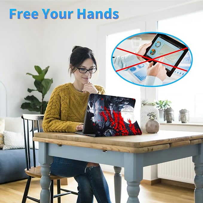 for 6.8" Kindle Paperwhite (11th Generation 2021) and Kindle Paperwhite Signature Edition Case, Slim Kickstand Stand Leather Smart Cover with Auto Wake/Sleep, Red Leaf Moon