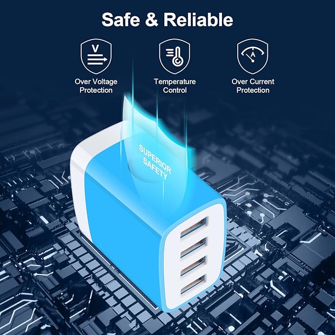 USB Wall Charger, Multi Plug Outlet, 2-Pack Charger Block Fast Charging Block Cube Box Travel Android Phone Charger Station for iPhone 15 14 13 12 11 Pro Max XR XS X 8 7,Samsung Galaxy S23,Pixel 8 Pro