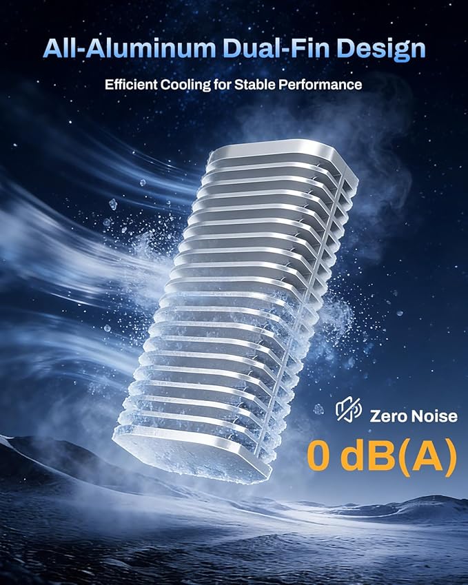 TERRAMASTER D1 SSD Pro 80Gbps M.2 NVMe SSD Enclosure, up to 7061MB/s, All-Aluminum Case with Efficient Cooling, Zero Noise, Compatible with USB 4/3.2/3.1/3.0, Thunderbolt 5/4/3 (Diskless)