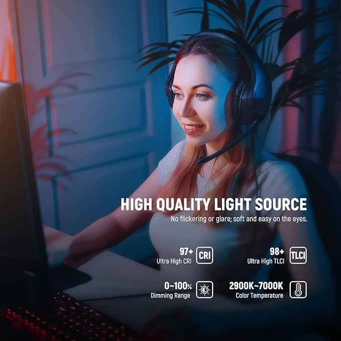 NEEWER GL1 PRO Black 15.5" LED Streaming Key Light for Gaming Recording Zoom Call Compatible with Elgato Stream Deck, PL81 PRO Streaming Light Included