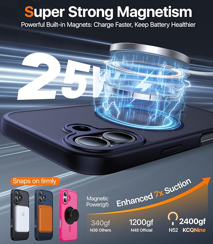 Magnetic for iPhone 17 Case,[Anti-Slip][Compatible with MagSafe][Military Grade Drop Protection] Shockproof Protective Translucent Matte Phone Case for iPhone 17 Case,Titanium Blue