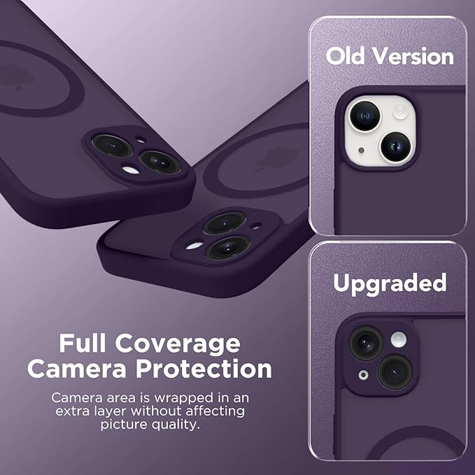 CAPRARO Magnetic for iPhone 14 Case, [Compatible with MagSafe] [Full Camera Protection] Shockproof Protective Slim Translucent Matte Phone Case for iPhone 14 6.1'', Deep Purple