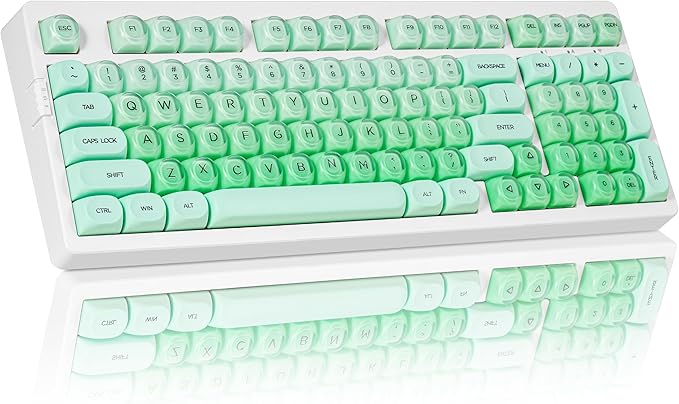 ZORNHER ZH980 Foundation Mechanical Keyboard,95% Green Creamy Keyboard with Number Pad,Girly Gaming Keyboard Full Size,Cute Jelly MOA Round Translucent Clear Keycaps,Creamy Sounding Linear Switches