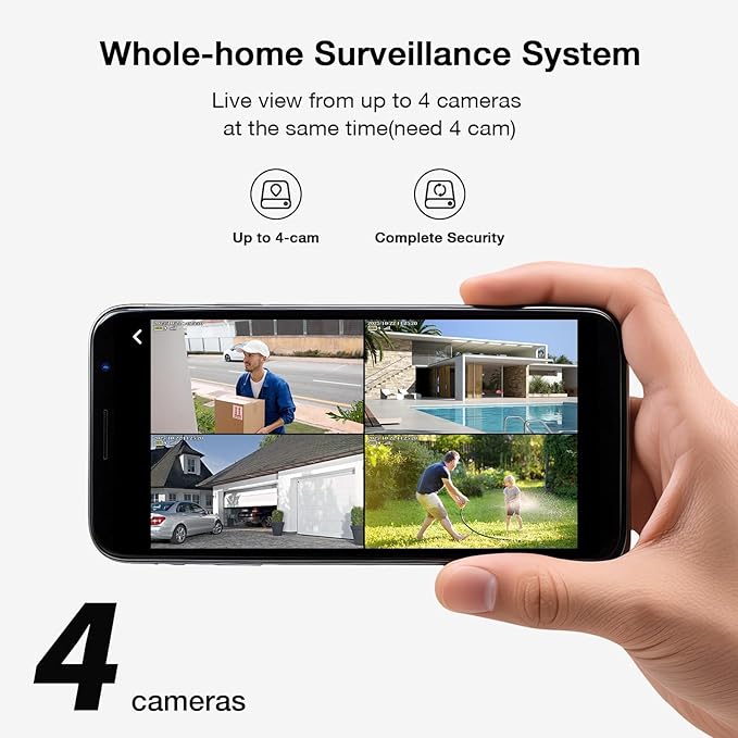 SEHMUA- 4MP Security Cameras Wireless Outdoor Home System, 2-Cam Kit, No Subscription & Solar Powered, Local Storage, 360°PTZ Surveillance, Color Night Vision, 5GHz & 2.4GHz Router Compatible