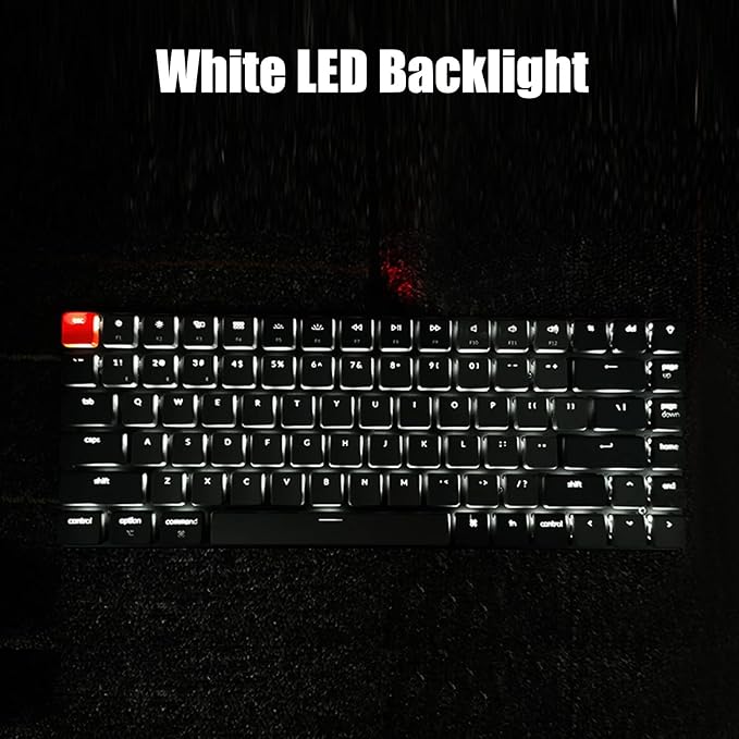 Keychron K3 Version 2, 75% Layout 84 Keys Ultra-Slim Wireless Bluetooth/USB Wired Mechanical Keyboard with White Backlit, Hot-Swappable Low-Profile Keychron Optical Red Switch for Mac Windows