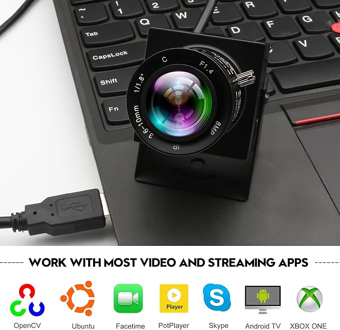 4K Webcam 1080P@120fps USB Steaming Camera with 3.6-10mm Varifocal Manual Lens,12Megapixel UVC Free Driver Compatible Computer, Plug and Play for Conferencing 3D Printer Industrial Security