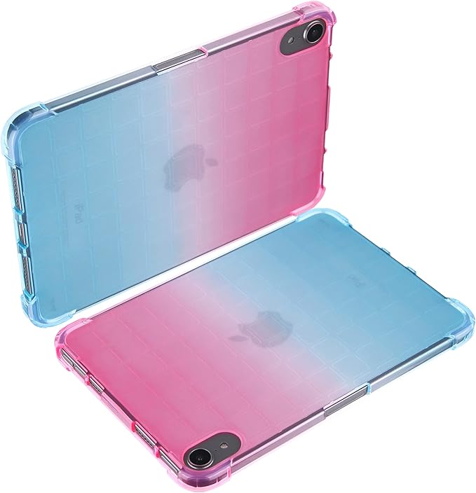 Translucent Case for iPad mini 7 A17 Pro 2024 & iPad mini 6 2021, Frosted Back Soft TPU Shockproof Matte Clear Silicone Bumper Shell for iPad mini 7th/6th Generation 8.3 inch, Pink & Green