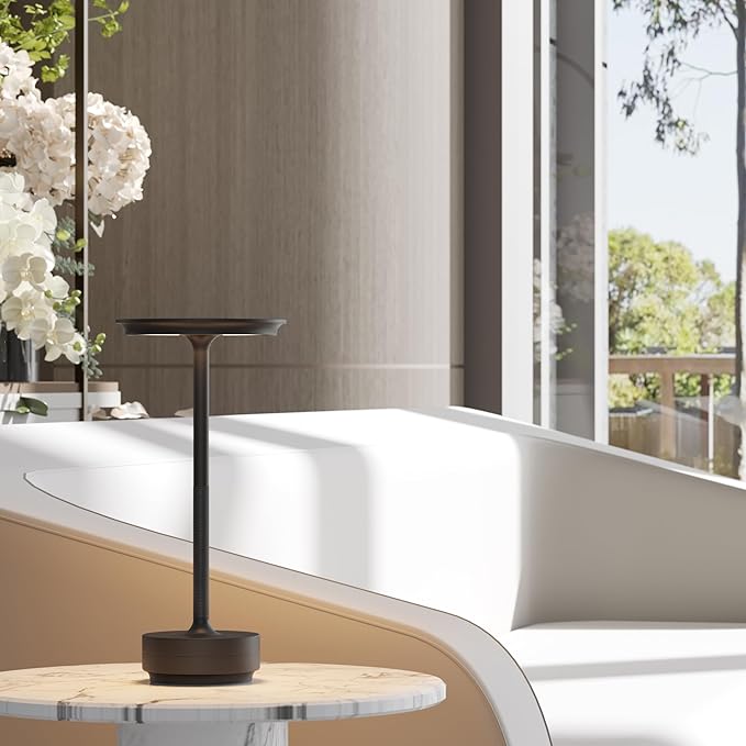 Rechargeable Cordless Table Lamps, Portable 5000mAh Battery Table Light, 3 Color Stepless Dimming LED Table Light,Suitable for Terrace, Western Restaurant, Cafe(with Memory Function)