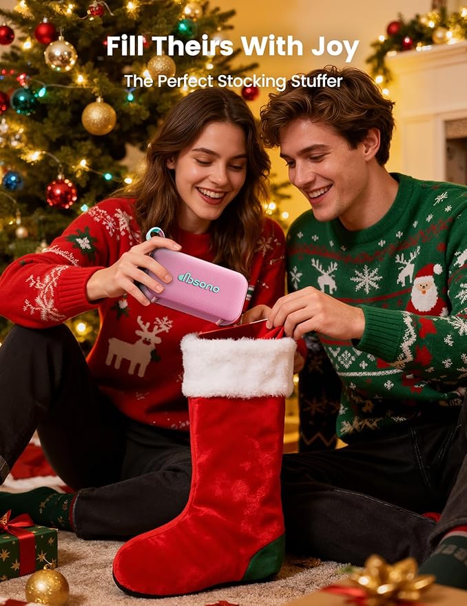 Bluetooth Speaker Stereo 20W Loud Sound: 30H Playtime, IPX5 Water Resistant, Portable Wireless Speakers, Powerful Bass, Lightshow, Birthday Gifts for Men/Adults/Teens, Beach Vacation Essentials, Pink