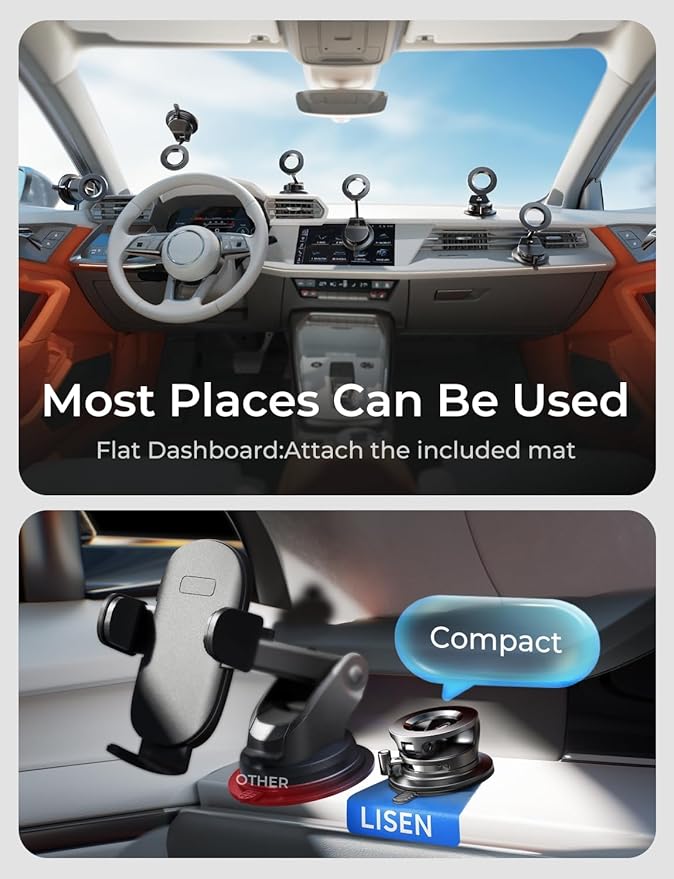 LISEN for Magsafe Car Mount, Magnetic Phone Holders for Your Car, Vacuum Phone Mount for Car Accessories for Women Men Jeep BMW, SuctionPro Gifts Kits, for iPhone 17 Pro Max 16 15 14 13 12