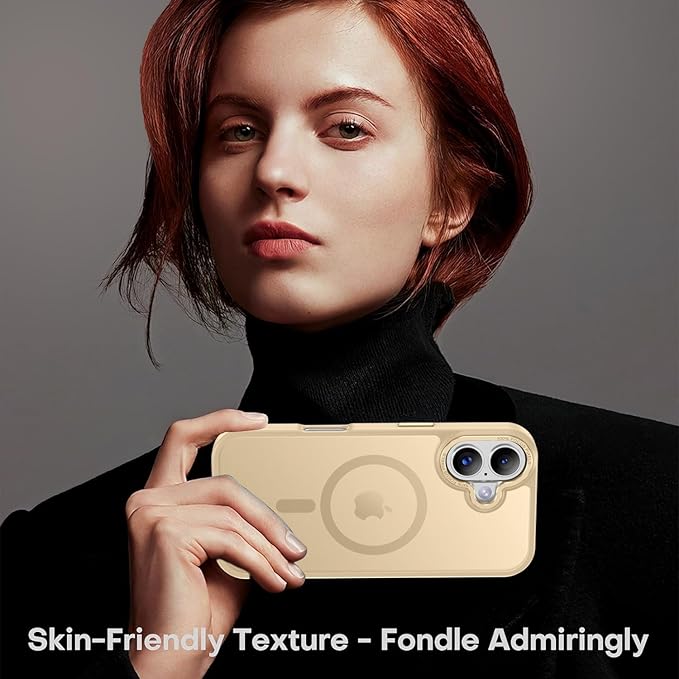 Newfuture Magnetic for iPhone 17 Case [Compatible with Magsafe] [Military Grade Drop Protection] Translucent Matte Anti-Scratch Shockproof Protective Phone Cover 6.3 Inch, Creamy Yellow