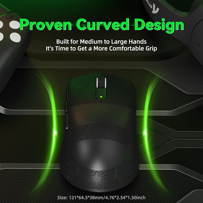 ATTACK SHARK V5 Wireless Gaming Mouse with 42000 DPI -PAW3950 MAX Sensor -55g Ultra-Lightweight-Nordic 52840 MCU,Wired/BT/2.4GHz Wirelss Programmable Mouse for PC/Mac (Black Sticker)
