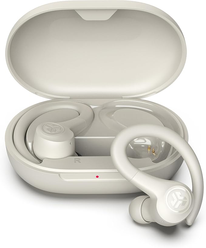 JLab Go Sport+ Wireless Workout Earbuds with C3 Clear Calling, Secure Earhook Sport Design, 35+ Hour Bluetooth Playtime, 3 EQ Sound Settings, Sand