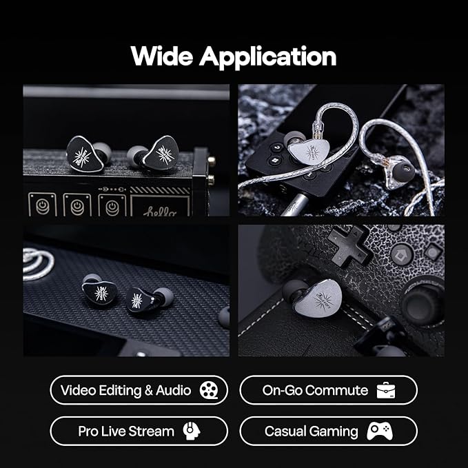 Linsoul Kiwi Ears Belle 10mm DLC Dynamic Driver in-Ear Monitor, HiFi Wired Earbuds with Dual Silver-Plated Cables, Professional IEM for Stage Performance/Gaming/Music Production (Typec MIC, Silver)