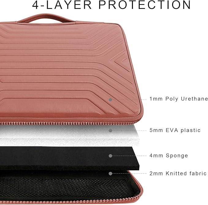 DOMISO 15.6 Inch Shockproof Waterproof Laptop Sleeve with Handle Lightweight Soft EVA Tablet Case for 15.6" Laptops/Lenovo IdeaPad/Acer Aspire E15 / HP Envy 15 / Dell, Pink