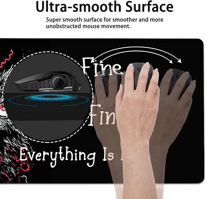Large Mouse Pad, 31.5 x 11.8in Extended Gaming Mouse Pad with Stitched Edges, XXL Mousepad Protector Non Slip Rubber Base for Office and Home Writing Mat, Cute Black Cat Pattern Black Desk Mat