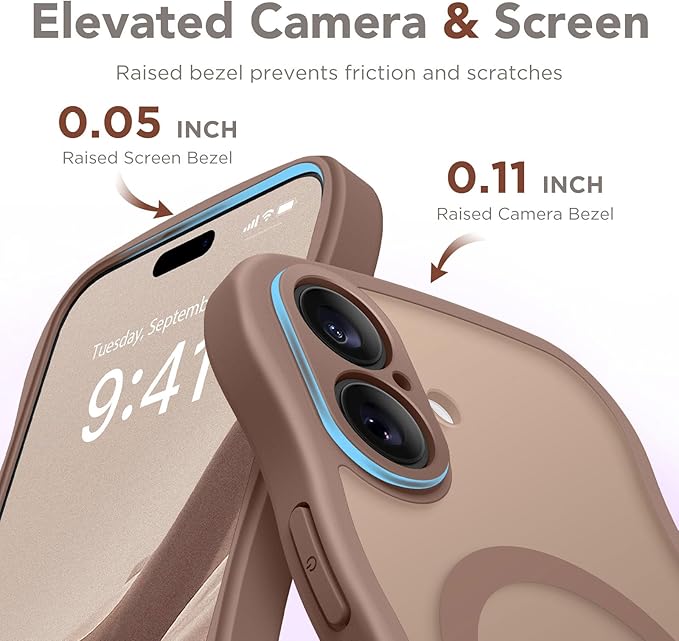 CAPRARO Magnetic for iPhone 17 Case for Women Girls, Upgraded [Full Camera Protection] [Compatible with MagSafe] Cute Wave Translucent Matte Phone Case for iPhone 17, Brown